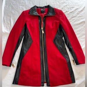 Vintage Insight Red and Black Mini Dress with Faux Leather Detail